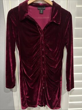 House of Harlow 1960 Velvet Ruched Mini Dress in Deep Burgundy